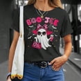 thumbnail image 1 of Cute Boo Jee Ghost Halloween Pink Leopard Bow Ghost T-Shirt Women's T-Shirt, 1 of 6