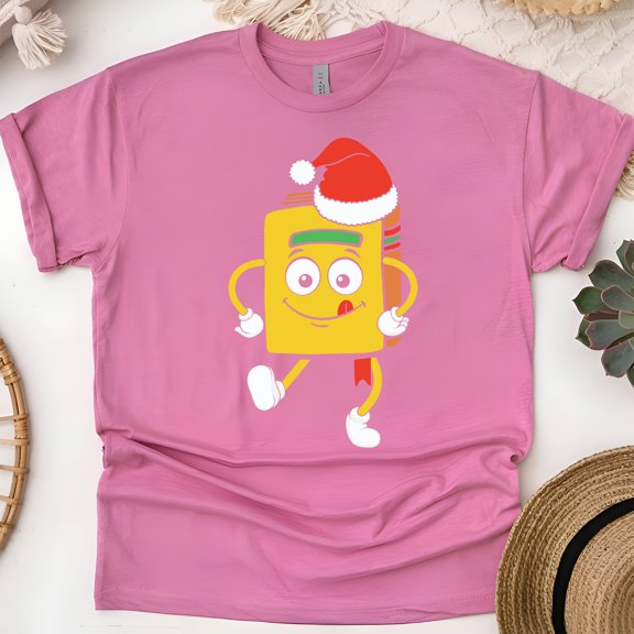 Cute Book Character T-Shirt | Funny Reading Lover Tee | Happy Book Gift Shirt, Heliconia, Size XL