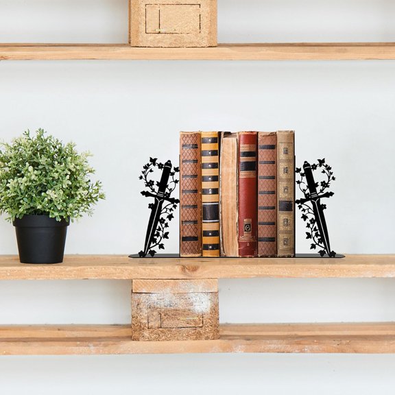 Cute Book Ends for Shelves Decorative Dagger-Themed Bookends for Shelves, Unique Bookends for Home, Office, or Gift Sturdy Metal Book Ends Decorative$$Home Decor, Kitchen, & Other