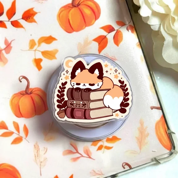 Cute Book Fox Magnetic Phone Grip - Reading Fox Magnetic Stand for Phone &