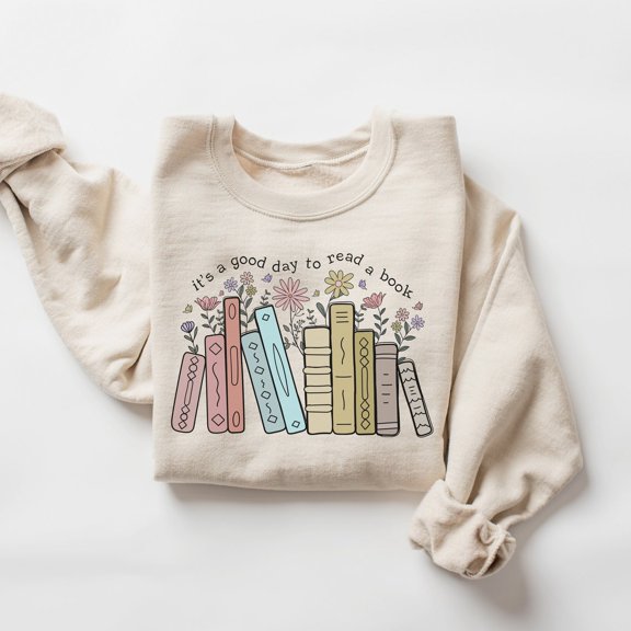 Cute Book Lover Sweatshirt, Good Day To Read A Book Sweater, Cozy Retro Teacher, Magical Bookish Shirt, Teacher Appreciation Apparel All Size S-5Xl