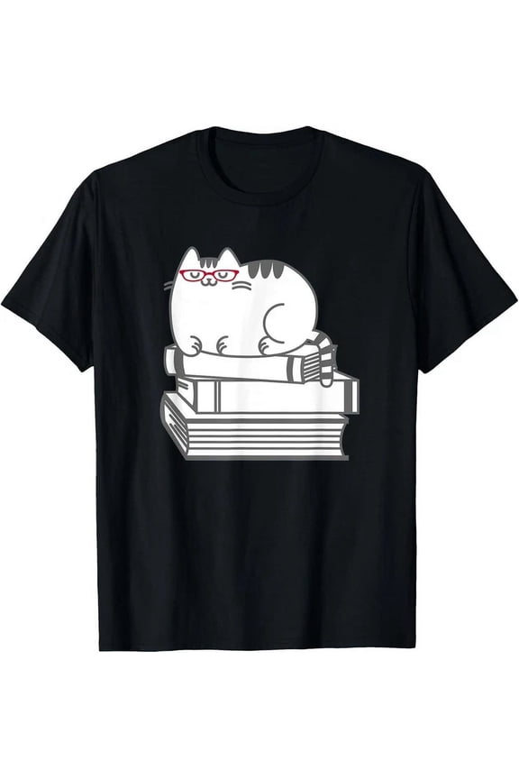 Cute Book Nerd Cat T-Shirt - Funny Nerdy Kitten Shirt T-Shirt Unisex S-5XL Hot Trending Shirt, Vintage Birthday Gift