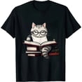 thumbnail image 1 of Cute Book Nerd Cat T-Shirt - Funny Nerdy Kitten Shirt, 1 of 5