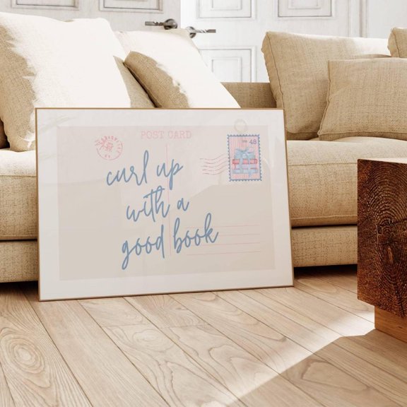Cute Book Postcard Wall Art Girly Book Lover Decor, Unframed Paper Print Size 8x12