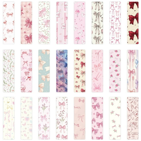 Cute Bookmarks 24pcs Paper Pink Bow Bookmarks for Book Lovers Accessories 1.55.9in