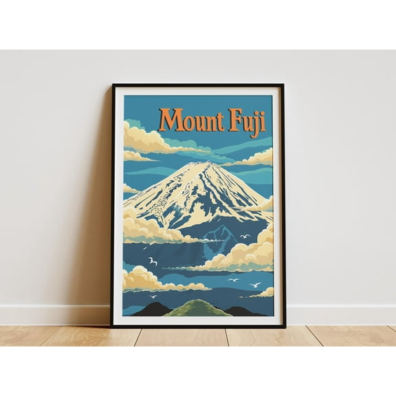 Mount Fuji Japan Poster Vintage Travel Poster Mountain Art Print Japan Landscape Print Minimalist Art - Poster Unframed