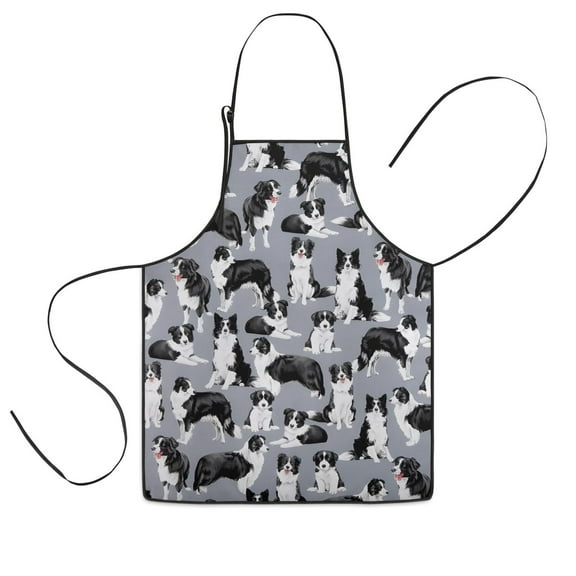 Cute Border Collie Pattern Kids Aprons for Girls and Boys,Adjustable Neck Strap Toddler Aprons for Kids Cooking Baking