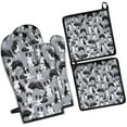 thumbnail image 1 of Cute Border Collie Pattern Kitchen Oven Mitt and Pot Holder Sets 2 Pcs for Baking, Cooking and Grilling, Heat Resistant Up To 392 °F, 1 of 7