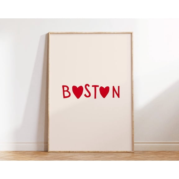 Cute Boston Print Boston Wall Art Boston Massachusetts Art Minimalist Heart Poster Boston Decor Boston Ma Poster 1 Print Wall Art, Modern Wall Decor, 16x24 UNFRAMED