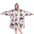 thumbnail image 1 of Cute Boston Terrier Dog and Pink Love Heart Wearable Oversized Blanket,Wearable Blanket Hoodie for Adults,Cozy Hooded Blankets with Super Pockets,Super Warm Fuzzy Pullover for Women & Men, 1 of 6