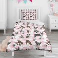 thumbnail image 1 of Cute Boston Terrier Dog and Pink Love Heart Duvet Cover and Pillowcase Set for Single Bedding, Bedroom Accessories for Kids Teens, 1 of 5