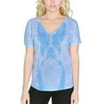 thumbnail image 1 of Cute Boston Terrier Face Women's Slouchy V-Neck T Shirt Blue Marble X-LG, 1 of 1