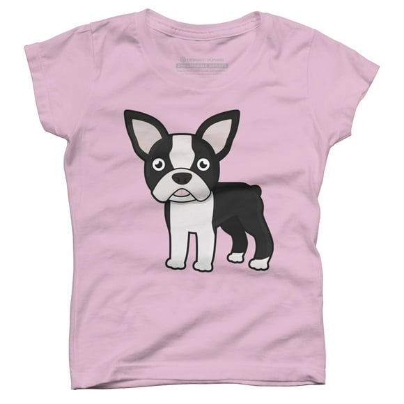 Cute Boston Terrier Girls Pink Graphic Tee - Design By Humans  M