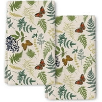 Cute Botanic Butterfly Kitchen Towels Decorative Set of 2, Green Herbs Leaves Dish Towels for Drying Dishes, Soft Absorbent Hand Drying Cloth Holiday Housewarming Gift Farmhouse Bar Home Decor