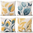 thumbnail image 1 of Cute Botanical Print Vintage Yellow Sage Green Flower Leaves Throw Pillow Covers 18 X 18 Inch, Set Of 4, Linen Study Sofa Cushion Cover Indoor Living Room Home Decor, 1 of 7
