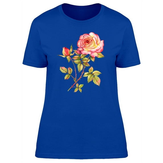Cute Botanical Rose Flower T-Shirt Women -Image by Shutterstock, Female Small