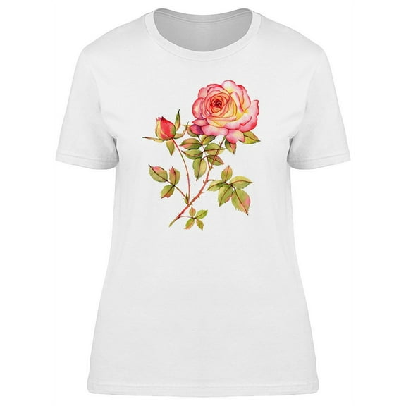 Cute Botanical Rose Flower T-Shirt Women -Image by Shutterstock, Female x-Large