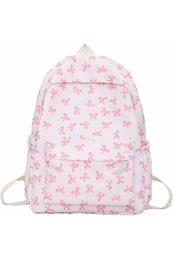 Cute Bow Backpack Coquette Aesthetic Backpacks for Women Preppy Kawaii Backpack Nylon Laptop Bag Travel Daypack