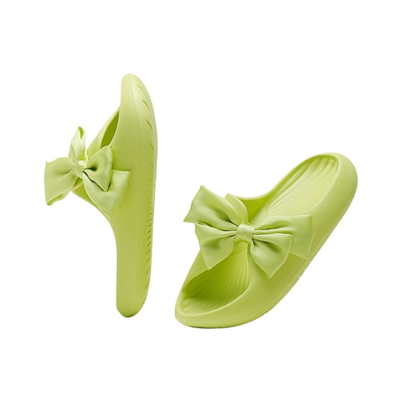 Cute Bow Comfy Pillow Slippers Cushion Soft Platform Non-Slip Quick Drying Open Toe Home House Bathroom Bedroom Slides Lightweight EVA Sandals Indoor and Outdoor Shoes