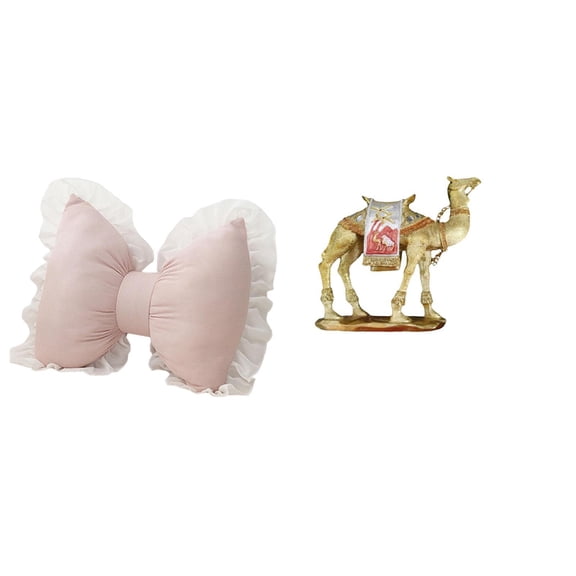 Cute Bow Cushion Bowknot Shaped Pillow Camel Figurine Soft PP and Resin Material Perfect for Living Room Office Decor