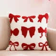 thumbnail image 1 of Cute Bow Decorative Throw Pillow Cover for Sofa Cushion Backrest Bedroom Living Room Decor Soft Plush Accent Pillowcase Home Decoration Accessory, 1 of 6