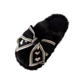 thumbnail image 1 of Cute Bow Fuzzy Slippers for Women, Womens Memory Foam Fluffy Warm Cozy Indoor House Shoes Black, 1 of 8