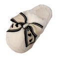 thumbnail image 1 of Cute Bow Fuzzy Slippers for Women, Womens Memory Foam Fluffy Warm Cozy Indoor House Shoes White, 1 of 9