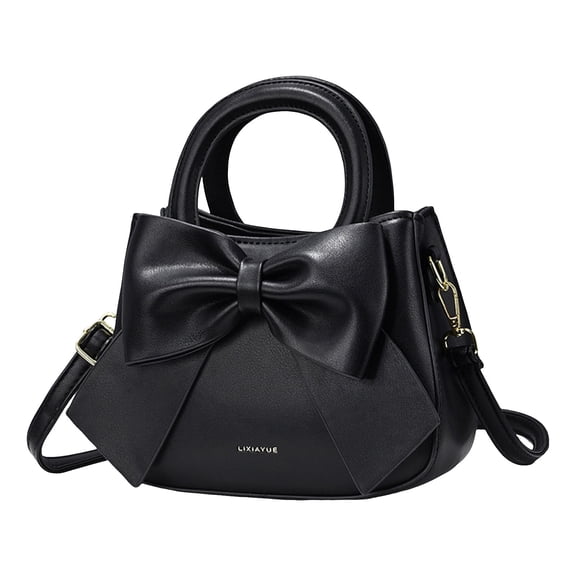 Cute Bow Knot Small Purses for Women Top Handle Crossbody Bags Vegan Leather Small Handbags Purses Shoulder Bags Black
