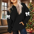 thumbnail image 1 of Cute Bow Long Sleeve Hoodies for Girls Oversized Preppy Pullover Tops Trendy Hooded Sweatshirts New Girls and Toddlers' Long Sleeve T Shirts Black 150, 1 of 5