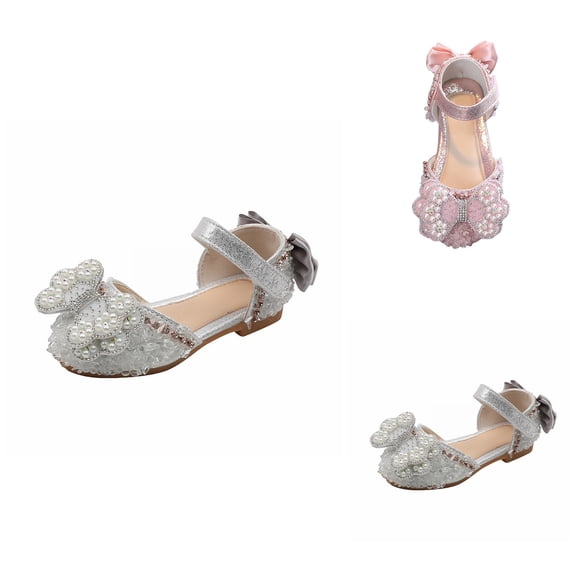 Cute Bow Mary Jane Shoes, Girls Dress Ballerina Shoes with Satin Ankle Tie, for Wedding Birthday Party â Pink, 6.5