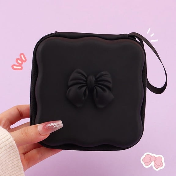 Cute Bow Multi functional Storage Box Portable Digital Gadgets Storage Bag Outdoor Travel Cable Earphone Organizer Card Case