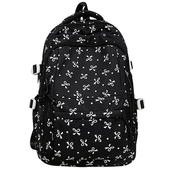 Cute Bow Pattern Backpack, Lightweight Daypack for Women, Fashion Rucksack, Multi-compartment Knapsack, Durable Versatile Daily Leisure Zippered Bag with Adjustable Straps