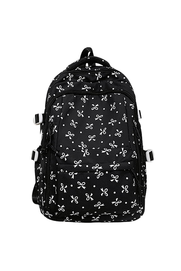 Cute Bow Pattern Backpack, Lightweight Daypack for Women, Fashion Rucksack, Multi-compartment Knapsack, Durable Versatile Daily Leisure Zippered Bag with Adjustable Straps