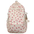 thumbnail image 1 of Cute Bow Pattern Backpack, Lightweight Daypack for Women, Fashion Rucksack, Multi-compartment Knapsack, Durable Versatile Daily Leisure Zippered Bag with Adjustable Straps, 1 of 5