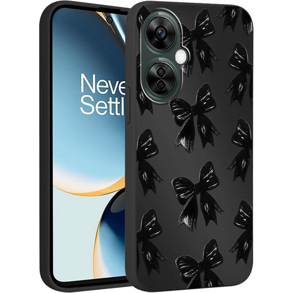 Cute Bow Phone Case for OnePlus Nord N30 5g 6.72", Aesthetic Coquette Black Ribbon Bowknot Pattern Print Design Case Soft Slim Shockproof TPU Protective Funda Cover for Women Girls