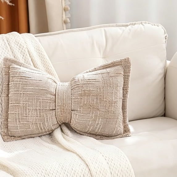 Cute Bow Pillow, Bowknot Throw Pillow, Vintage Texture Sofa Pillow, Decoration Waist Pillow, Soft Decorative Pillow for Couch Bed Sofa Living Room Bedroom Car Cute Bow Shaped Cushion Home Decor