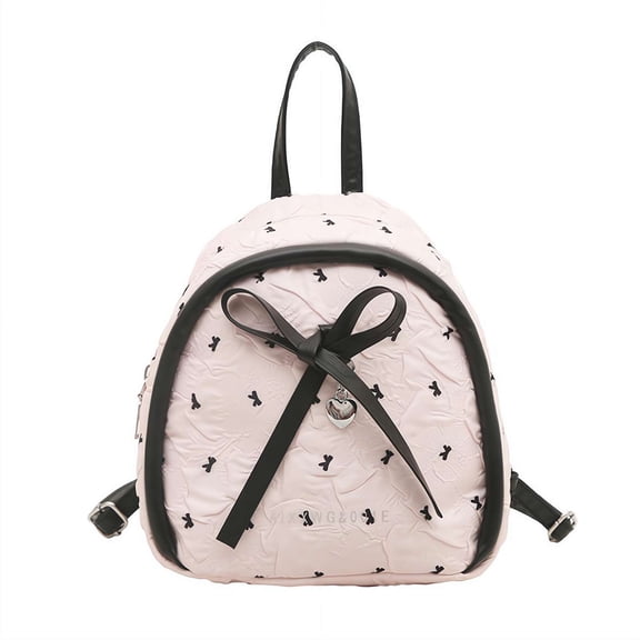 Cute Bow Print Backpack, Trendy College Style Shoulder Bag for Girly Commuting, Ideal Gift for Women