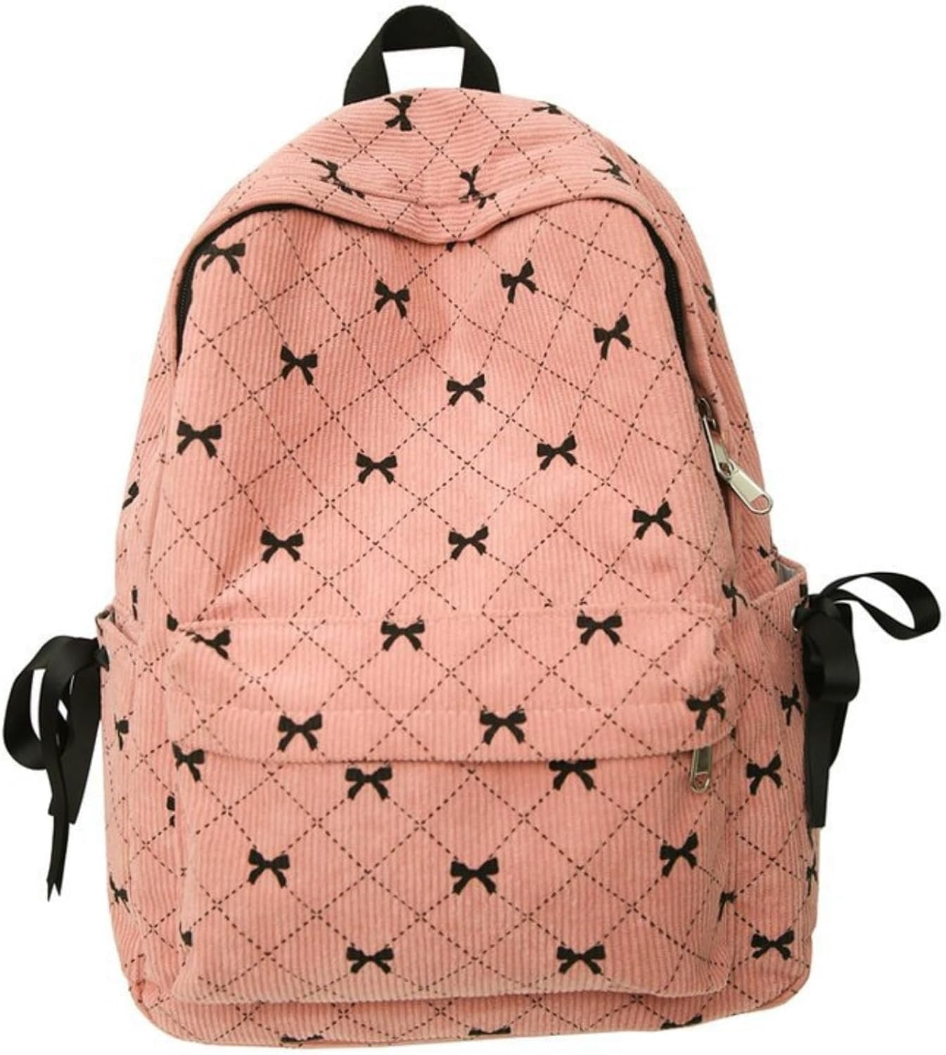 Cute Bow Print Corduroy Backpack for Women College Preppy Kawaii ...