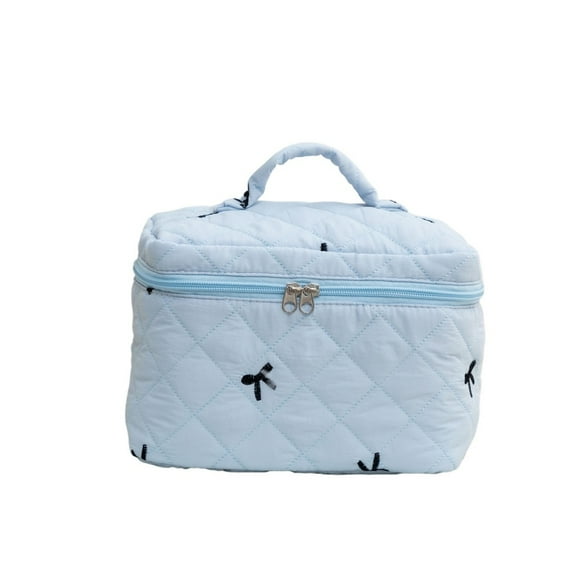 Cute Bow Printed Makeup Bag Women Zipper Cosmetic Organizer Handbag Box Shape Portable Toiletry Case For Girls