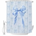 thumbnail image 1 of Cute Bow Shower Curtain Set - 72" x 78" Washable Bathtub Curtain with 12 Hooks, Blue Bowknot Minimalist Solid Color Waterproof Fabric Stall Shower Curtains for Bathroom/Bathtub Décor, 1 of 6