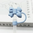 thumbnail image 1 of Cute Bow Silicone Straw Cap Cover (0.4in) - Splash-Proof Reusable Lid for Water Bottles, Kids & Outdoor Activities (Food-Grade, Dishwasher Safe, BPA-Free) Light Blue, 1 of 9