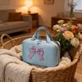thumbnail image 1 of Cute Bow Travel Cosmetic Bag, Large Capacity Waterproof Makeup Organizer with Multi-Compartment for Toiletry & Cosmetics, 1 of 7