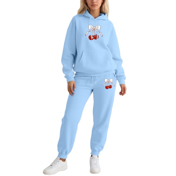 Cute Bow Valentine's Day Sweatsuit Set for Women - Funny Graphic Hoodie & Jogger Tracksuits