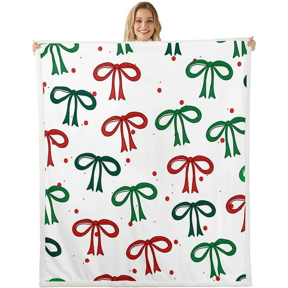 Cute Bowknot Fleece Blanket,Cartoon Princess Style Crown Bow-tie Dreamy Pink Bed Blanket for Adults Teens,Sweet Strawberry Tropical Fruits Room Decor,Super Soft Flannel Blanket,40"x50"