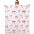 thumbnail image 1 of Cute Bowknot Fleece Blanket,Cartoon Princess Style Crown Bow-tie Dreamy Pink Bed Blanket for Adults Teens,Sweet Strawberry Tropical Fruits Room Decor,Super Soft Flannel Blanket,40"x50", 1 of 5
