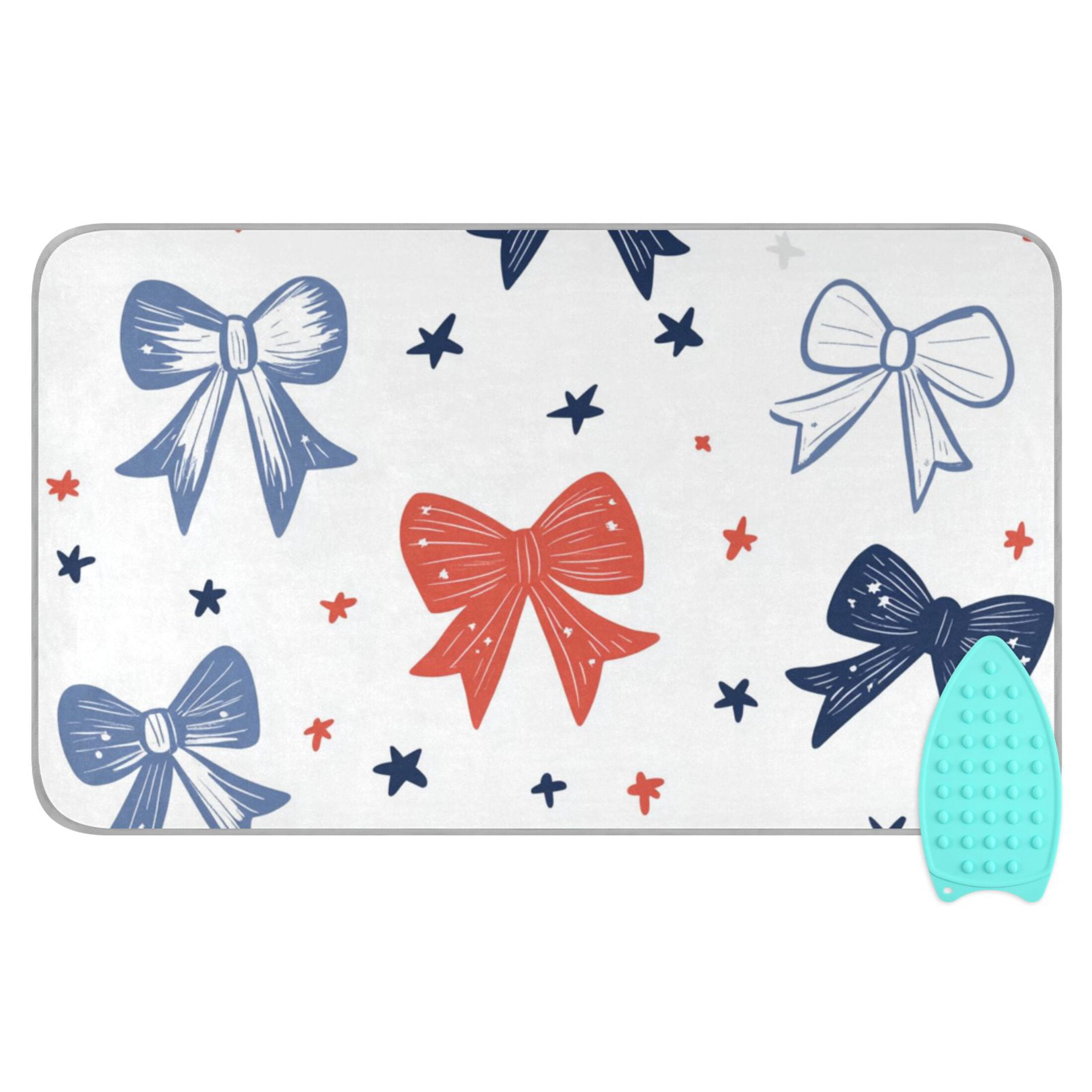 Cute Bowknots Stars Ironing Mat Blanket Portable Travel Ironing Pad Heat Resistant Pad 47.2" x 27.6”
