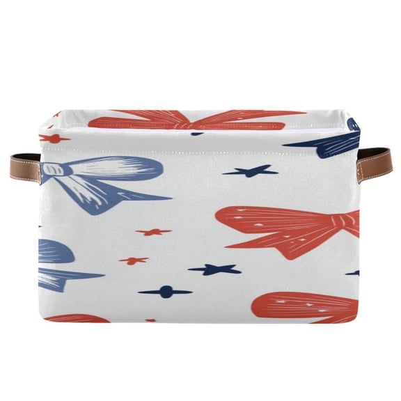 Cute Bowknots Stars Square Storage Bins with Handles Collapsible Containing Box 1 Pack