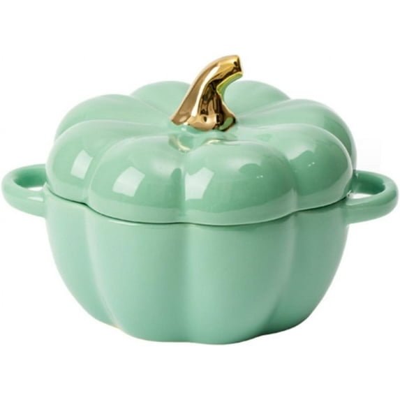 Cute Bowl, Pumpkin Ceramic Bowl with Lid, Microwave & Dishwasher Safe Dessert or Soup Bowl with Handle, Decor Dinnerware for Thanksgiving Halloween Christmas