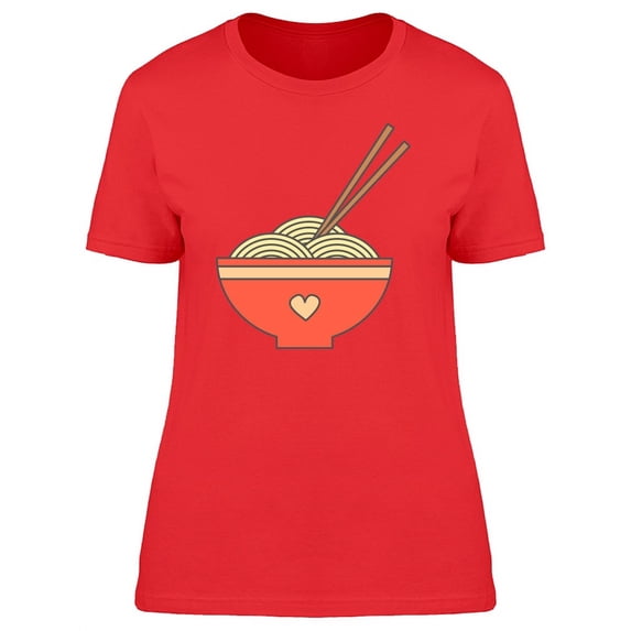 Cute Bowl With Noodles Cartoon T-Shirt Women -Image by Shutterstock, Female Large