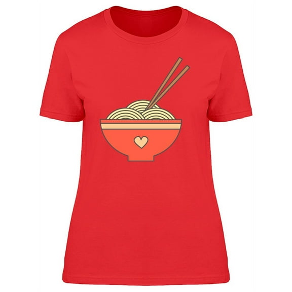 Cute Bowl With Noodles Cartoon T-Shirt Women -Image by Shutterstock, Female XX-Large